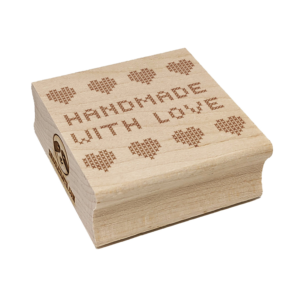 Handmade with Love Cross Stitch Square Rubber Stamp for Stamping Crafting