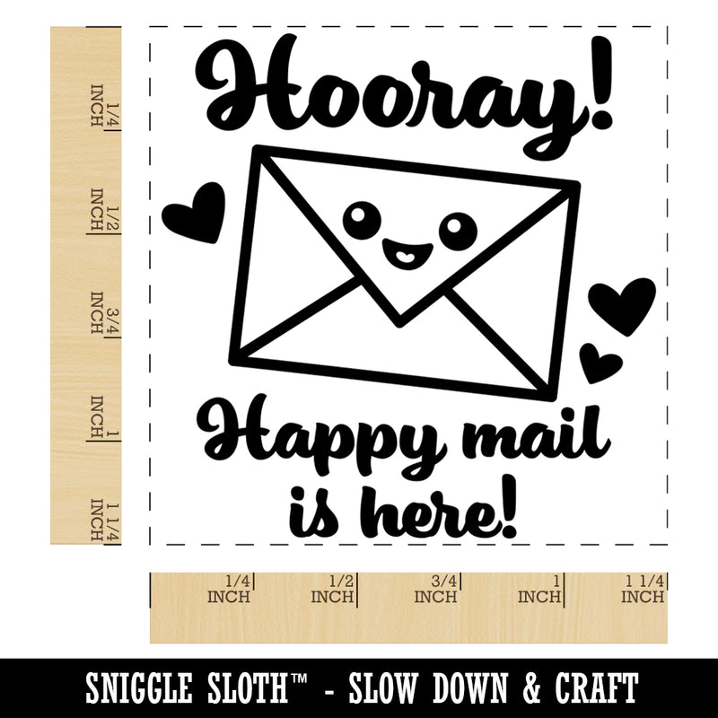 Hooray Happy Mail is Here Square Rubber Stamp for Stamping Crafting