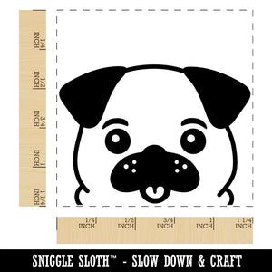 Peeking Pug Dog Square Rubber Stamp for Stamping Crafting