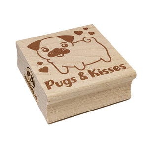 Pugs and Kisses Hugs Adorable Dog Hearts Square Rubber Stamp for Stamping Crafting