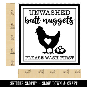 Unwashed Butt Nuggets Eggs Please Wash Square Rubber Stamp for Stamping Crafting