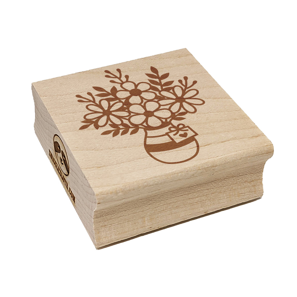 Vase with Bouquet of Flowers Square Rubber Stamp for Stamping Crafting
