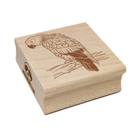 African Grey Parrot on a Branch Square Rubber Stamp for Stamping Crafting