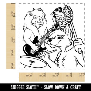 Animal Rock Band Wolf Lion Zebra Drums Guitar Square Rubber Stamp for Stamping Crafting