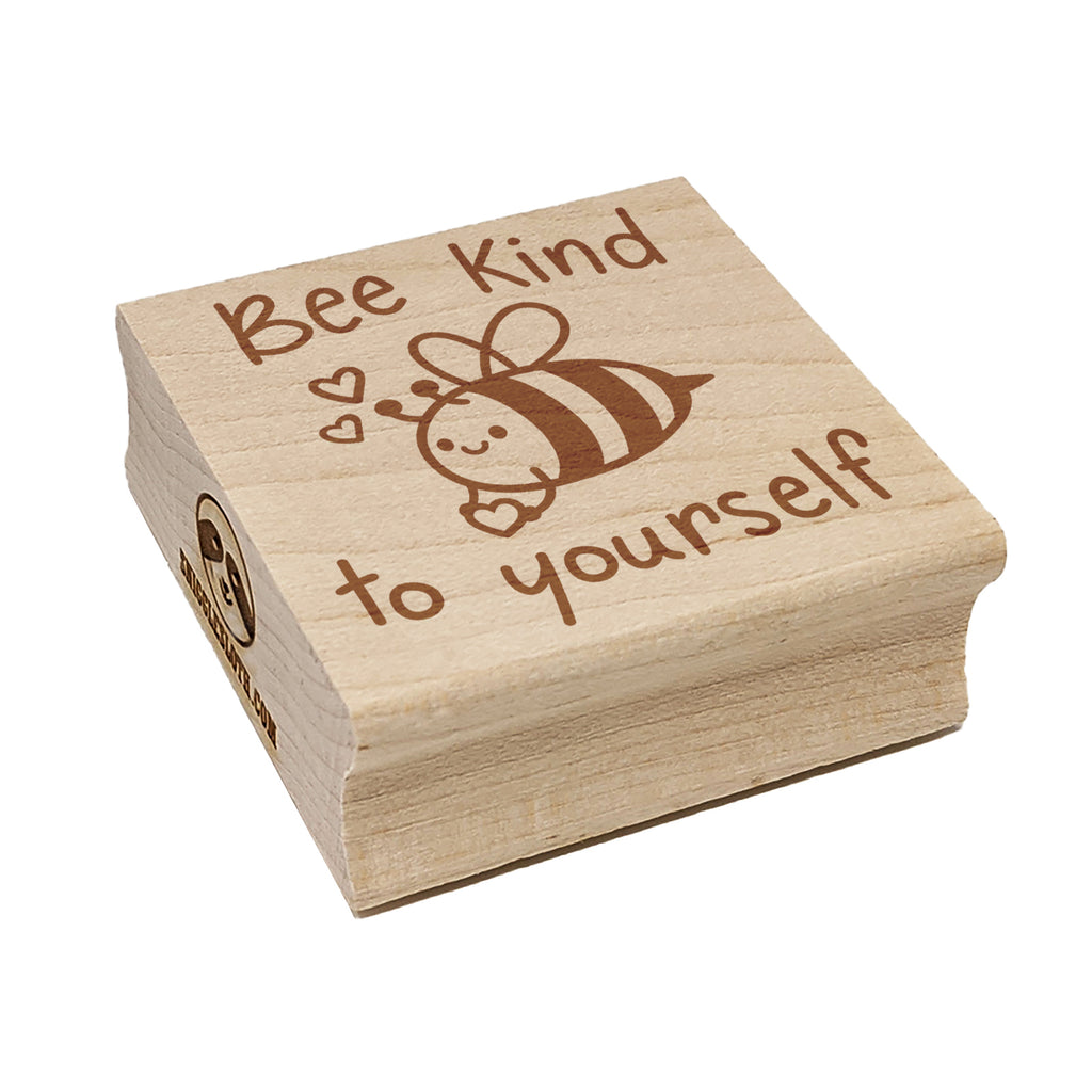 Bee Be Kind to Yourself Cute Motivational Quote Pun Square Rubber Stamp for Stamping Crafting
