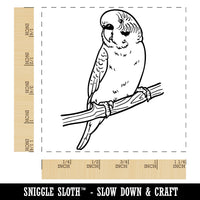 Curious Parakeet Budgie on a Branch Square Rubber Stamp for Stamping Crafting