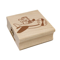 Elephant Flying an Airplane Plane Square Rubber Stamp for Stamping Crafting