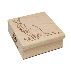 Kangaroo with Joey in Pouch Square Rubber Stamp for Stamping Crafting