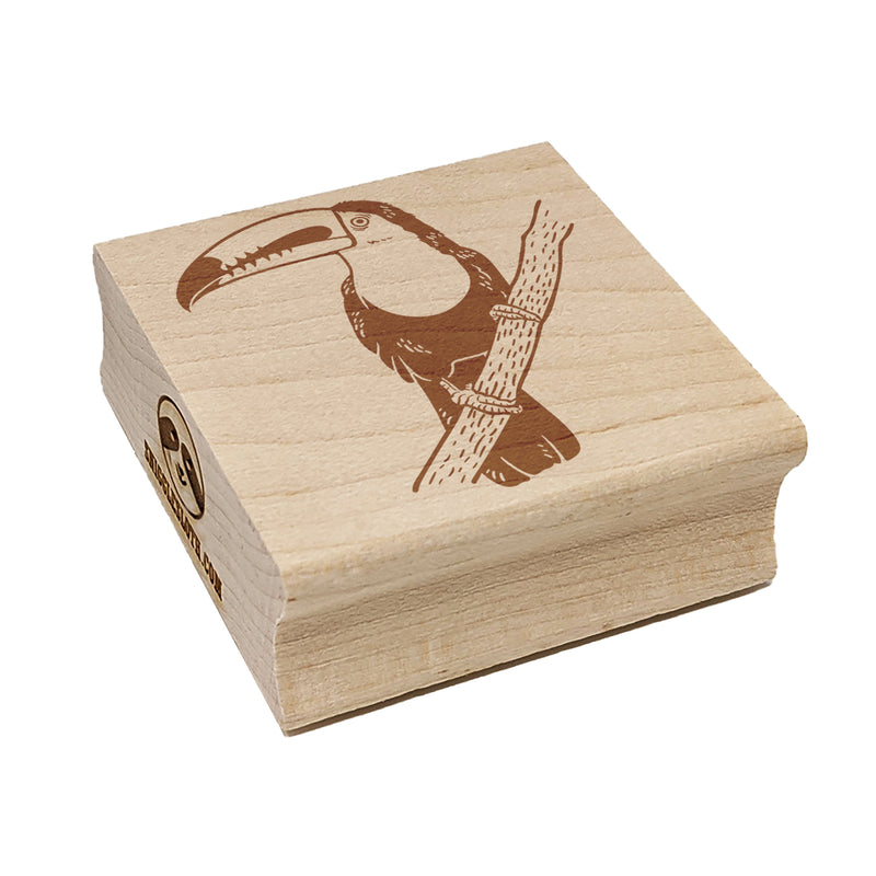 Keel-Billed Toucan on a Branch Square Rubber Stamp for Stamping Crafting