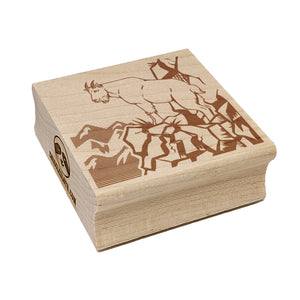 Rocky Mountain Goat on Ledge Square Rubber Stamp for Stamping Crafting