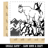 Rocky Mountain Goat on Ledge Square Rubber Stamp for Stamping Crafting