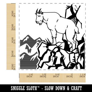 Rocky Mountain Goat on Ledge Square Rubber Stamp for Stamping Crafting