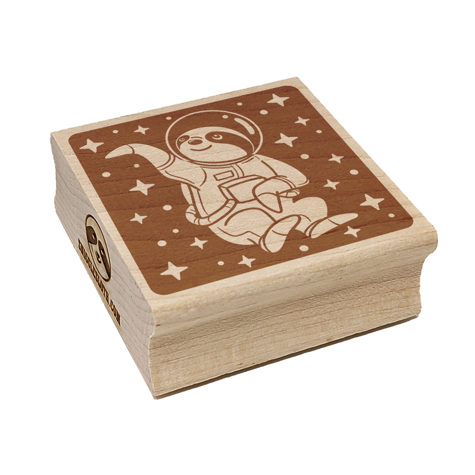 Sloth Astronaut Floating in Space Square Rubber Stamp for Stamping Crafting