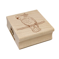 Sulphur-Crested Cockatoo Parrot on a Branch Square Rubber Stamp for Stamping Crafting