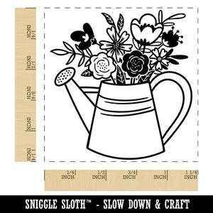 Watering Can Bouquet of Flowers Square Rubber Stamp for Stamping Crafting