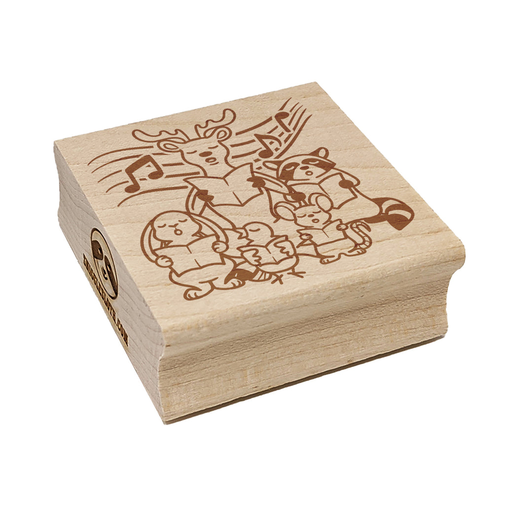 Woodland Animal Choir Singing Deer Rabbit Raccoon Mouse Bird Square Rubber Stamp for Stamping Crafting