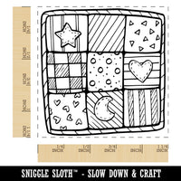Charming Hand Drawn Quilt Doodle Sewing Quilting Square Rubber Stamp for Stamping Crafting