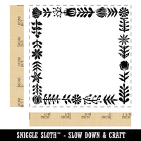 Elegant Botanical Square Border Frame Square Rubber Stamp for Stamping Crafting