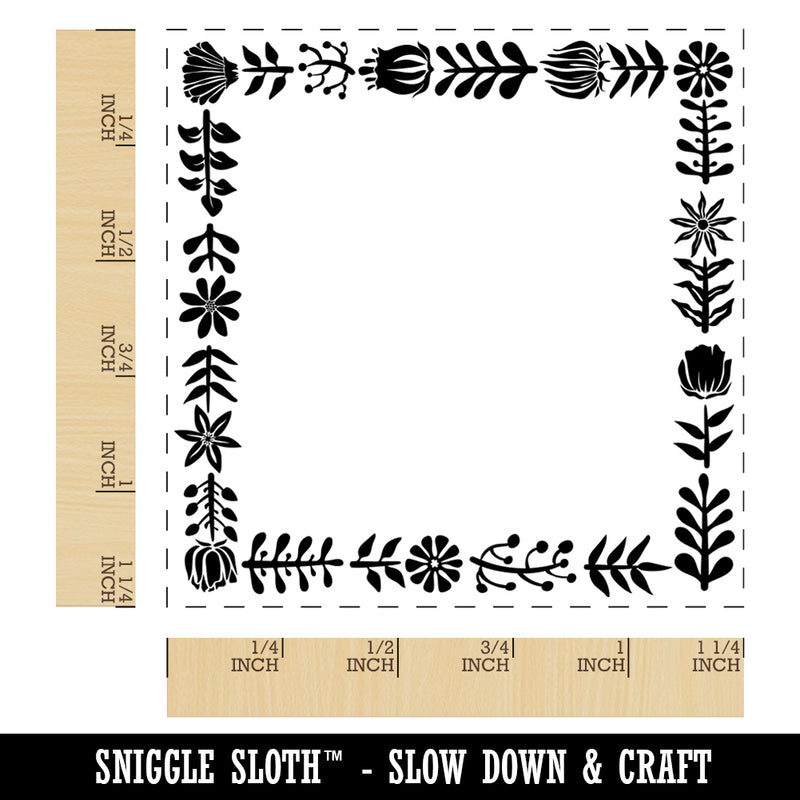 Elegant Botanical Square Border Frame Square Rubber Stamp for Stamping Crafting