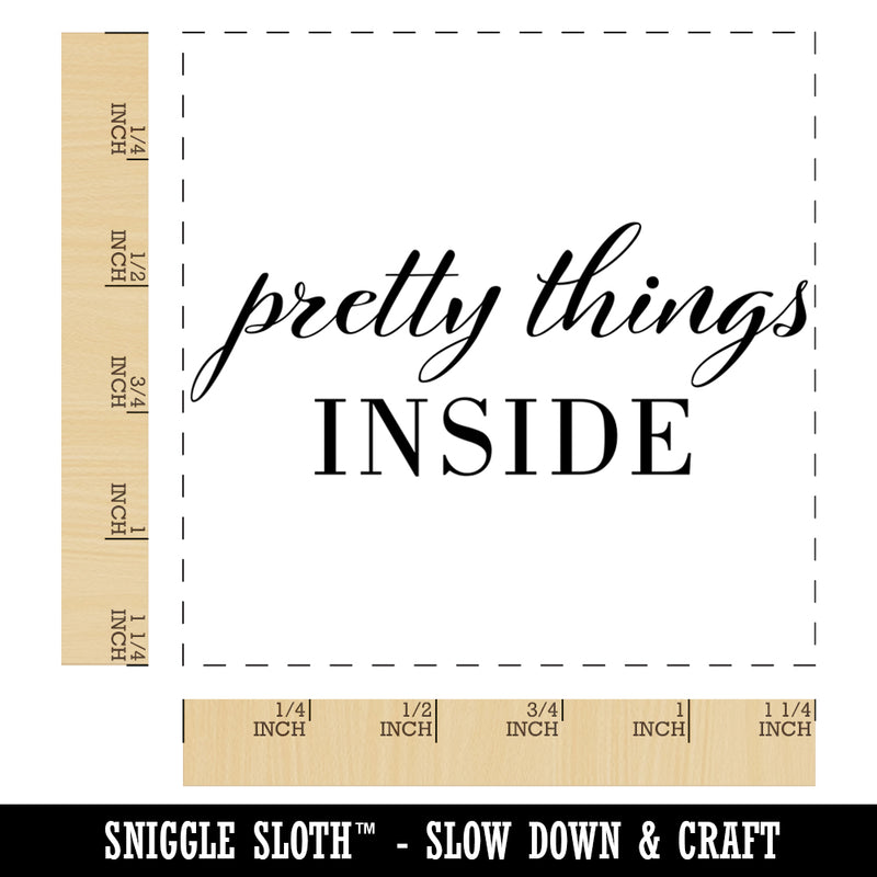 Elegant Pretty Things Inside Small Business Label Square Rubber Stamp for Stamping Crafting