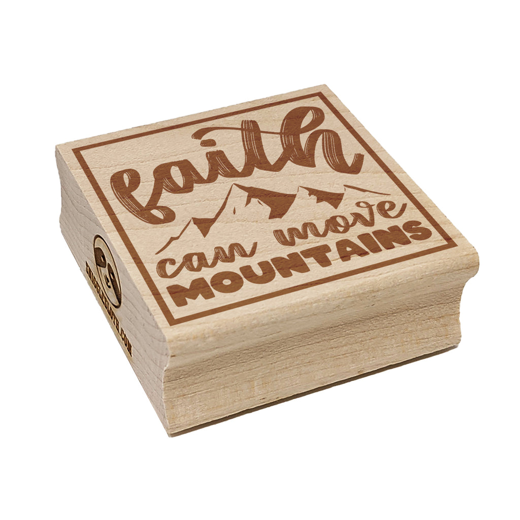 Faith Can Move Mountains Inspirational Bible Verse Square Rubber Stamp for Stamping Crafting