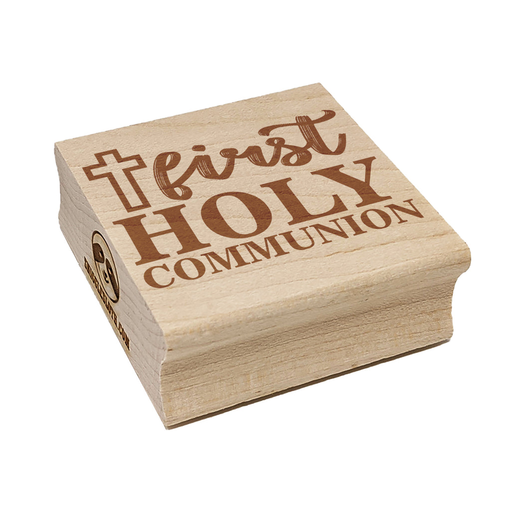 First Holy Communion with Cross Square Rubber Stamp for Stamping Crafting