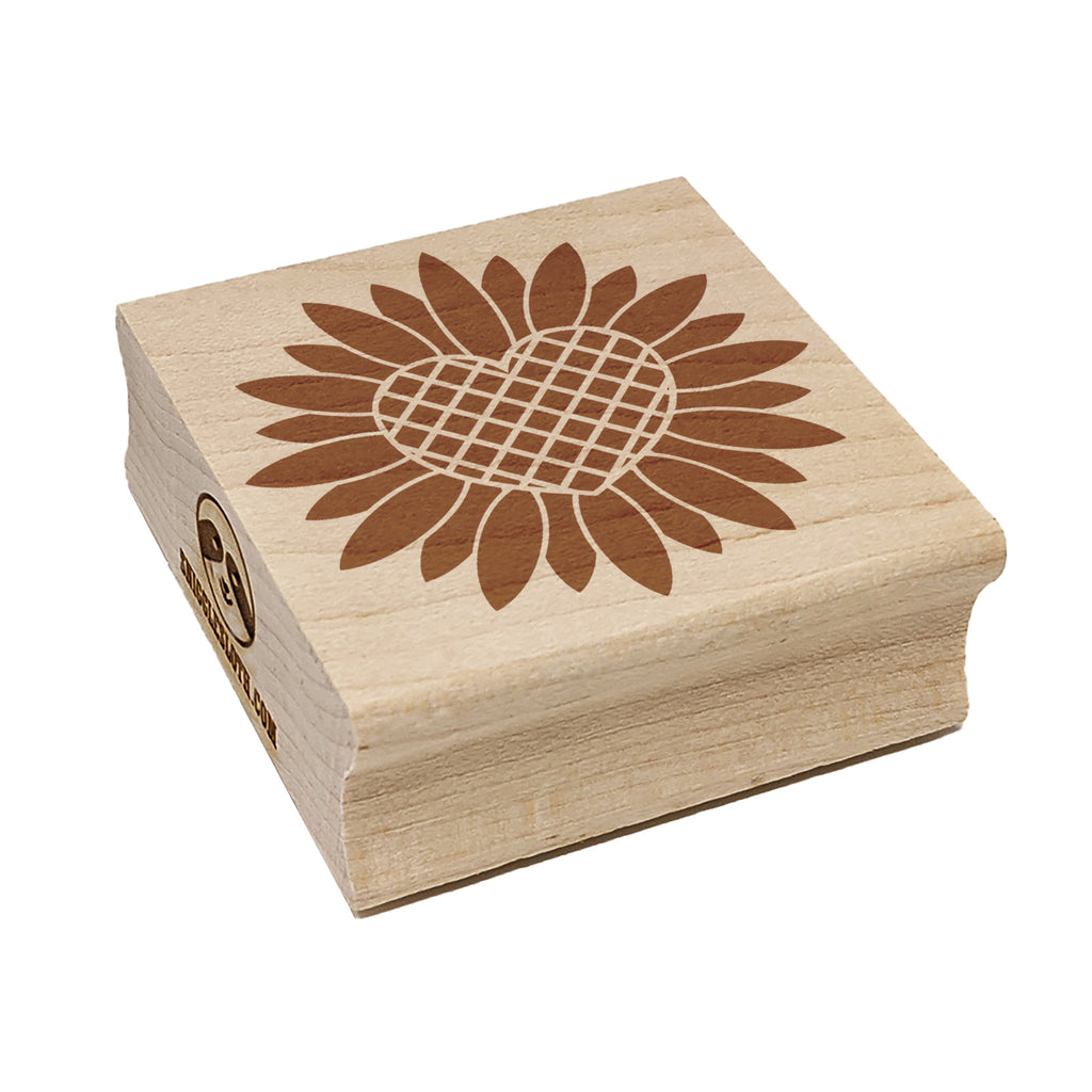 Geometric Heart Sunflower Square Rubber Stamp for Stamping Crafting