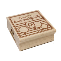 Happy Bar Mitzvah Fun Stripes and Balloons 13th Birthday for Jewish Boy Square Rubber Stamp for Stamping Crafting