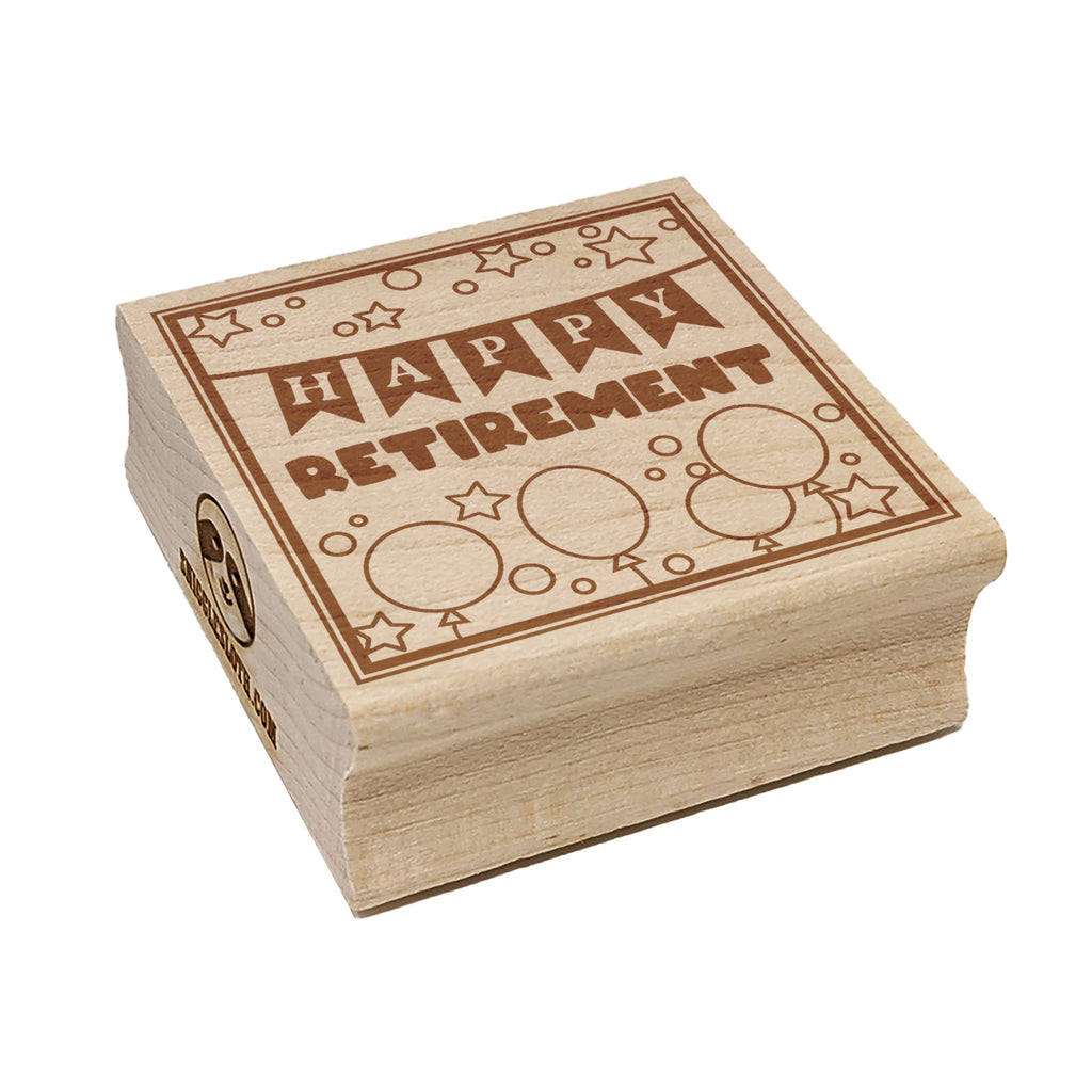 Happy Retirement Stars and Balloons Square Rubber Stamp for Stamping Crafting