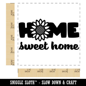 Home Sweet Home Cute Summer Sunflower Square Rubber Stamp for Stamping Crafting
