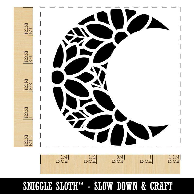 Intricate Geometric Flower Moon Square Rubber Stamp for Stamping Crafting