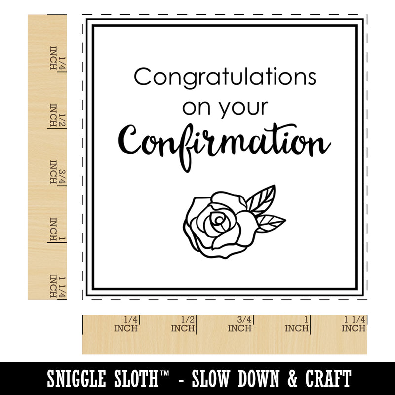 Sweet Rose Congratulations on Your Confirmation Christian Catholic Square Rubber Stamp for Stamping Crafting