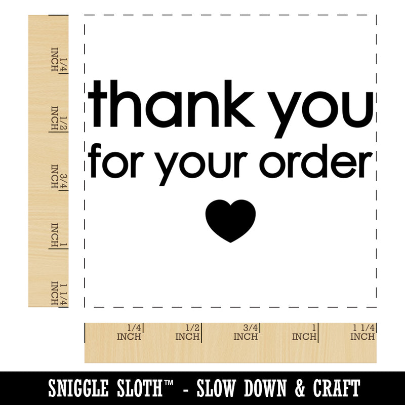 Thank You For Your Order Simple Elegant Heart Small Business Square Rubber Stamp for Stamping Crafting