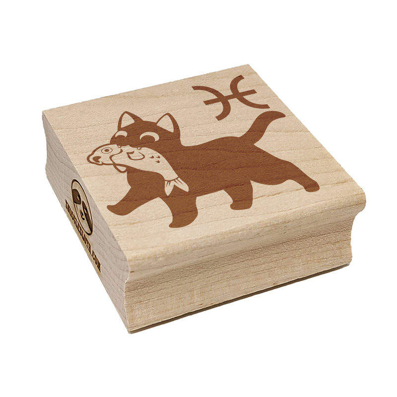 Astrological Cat Pisces Horoscope Zodiac Sign Square Rubber Stamp for Stamping Crafting