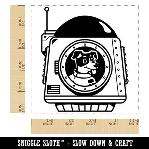 Astronaut Space Dog in Shuttle Landing Pod Square Rubber Stamp for Stamping Crafting