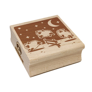 Counting Jumping Sleeping Sheep with Moon and Stars at Night Square Rubber Stamp for Stamping Crafting