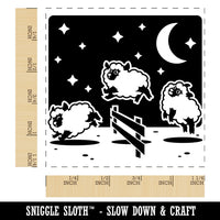 Counting Jumping Sleeping Sheep with Moon and Stars at Night Square Rubber Stamp for Stamping Crafting