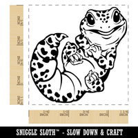 Cute Baby Leopard Gecko Lizard with Spots Square Rubber Stamp for Stamping Crafting