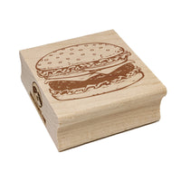 Delicious Hamburger Cheeseburger American Fast Food Square Rubber Stamp for Stamping Crafting