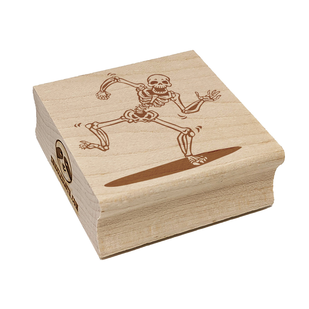 Happy Spooky Dancing Skeleton Bones Square Rubber Stamp for Stamping Crafting