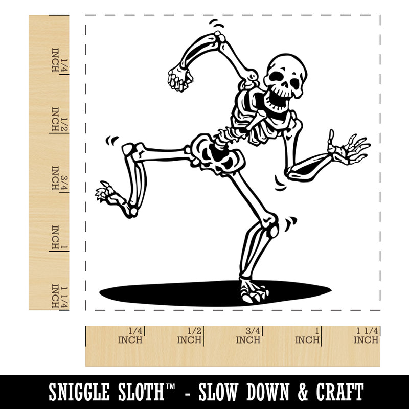 Happy Spooky Dancing Skeleton Bones Square Rubber Stamp for Stamping Crafting