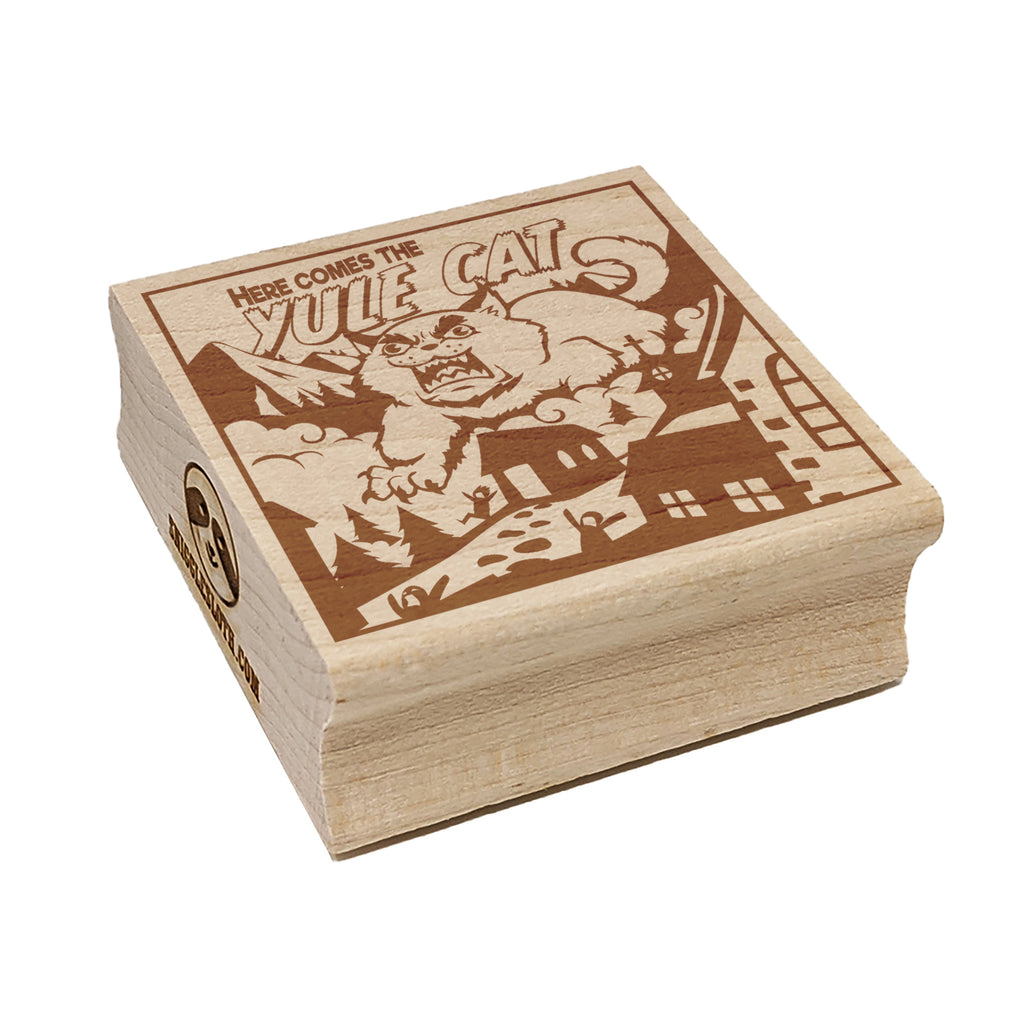 Here Comes the Yule Cat Icelandic Myth Folklore Christmas Square Rubber Stamp for Stamping Crafting