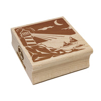 Lighthouse On the Ocean Under Night Sky Square Rubber Stamp for Stamping Crafting