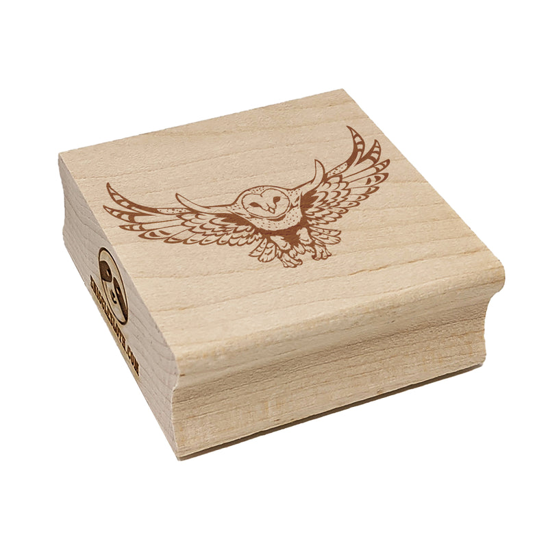 Majestic Barn Owl Flying Square Rubber Stamp for Stamping Crafting