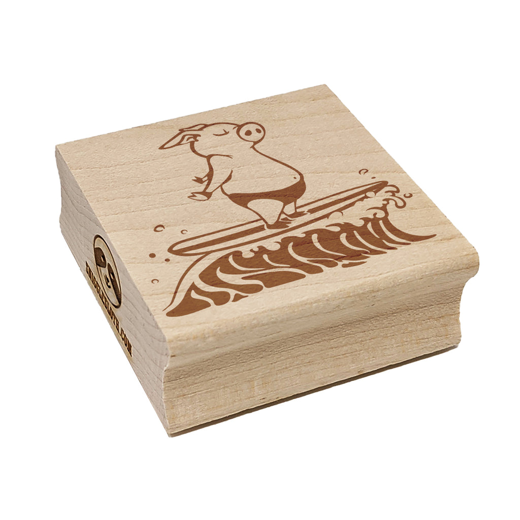 Peaceful Zen Surfer Pig Square Rubber Stamp for Stamping Crafting