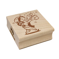 Proud Gardening Gardener Girl with Potted Plant Square Rubber Stamp for Stamping Crafting