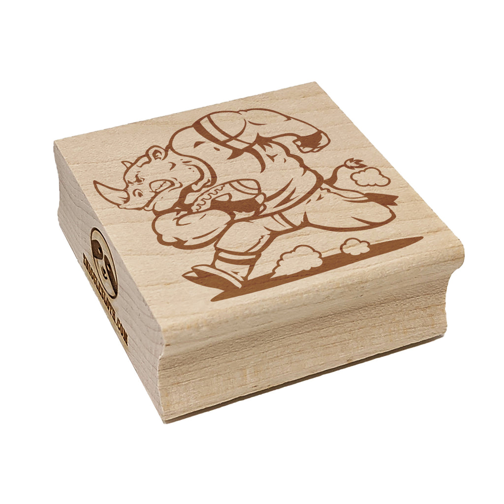 Rampaging Rhino Football Athletic Sports Square Rubber Stamp for Stamping Crafting