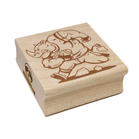 Rampaging Rhino Football Athletic Sports Square Rubber Stamp for Stamping Crafting