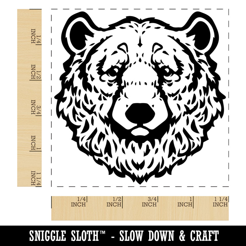 Realistic Black Bear Head Square Rubber Stamp for Stamping Crafting