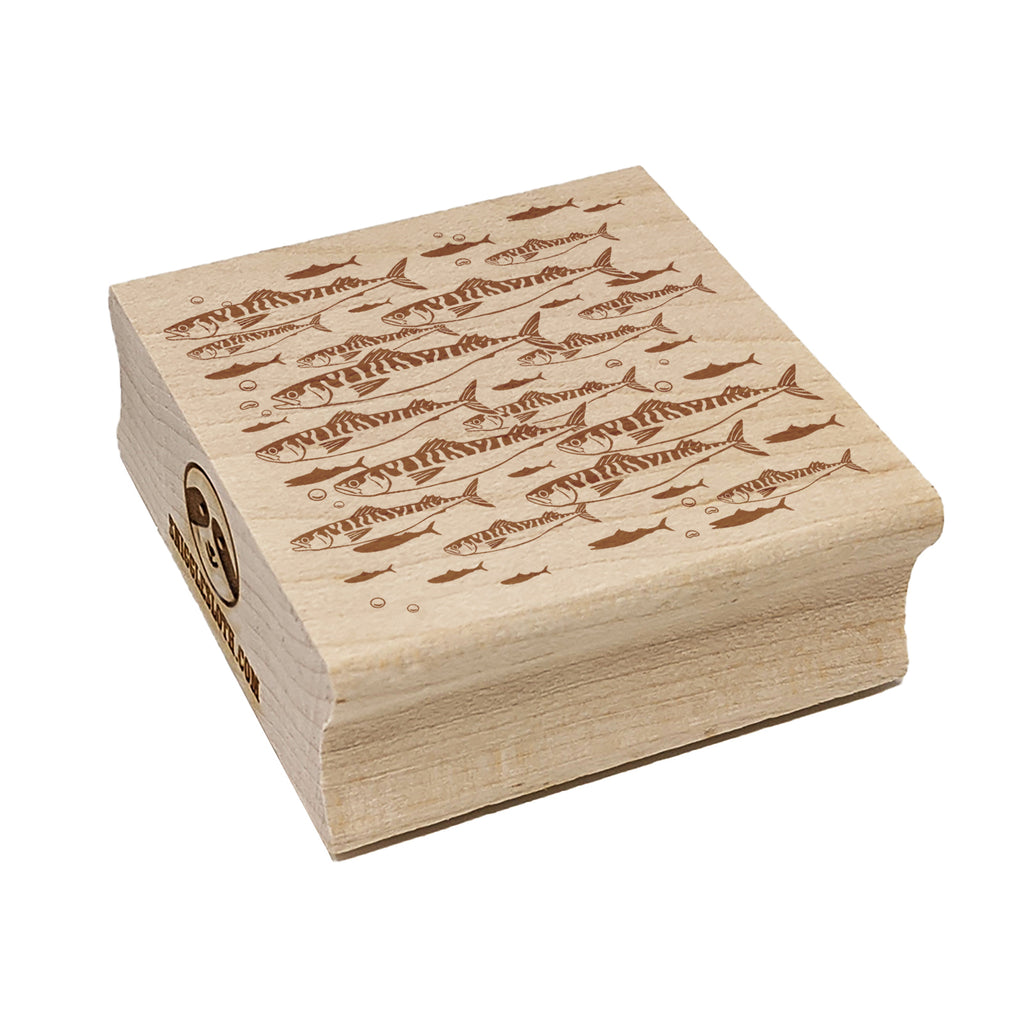 School of Atlantic Mackerel Striped Fish Square Rubber Stamp for Stamping Crafting